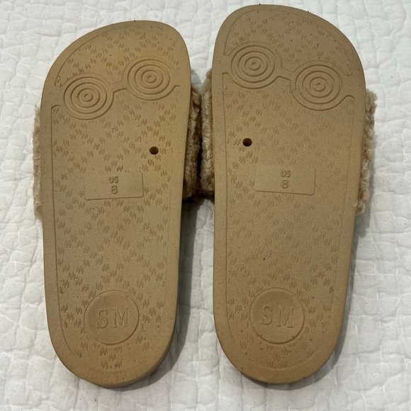 STEVE MADDEN Faux Shearling Tan Slides - Size 8 - Picture 4 of 5